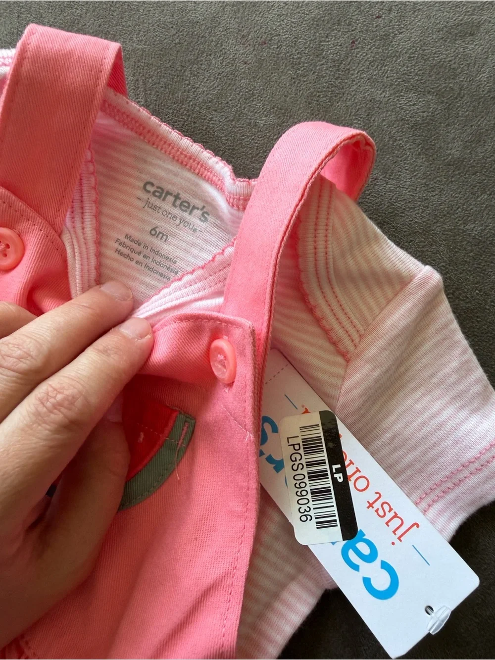 Carters Pink Watermelon Overall Dress two piece